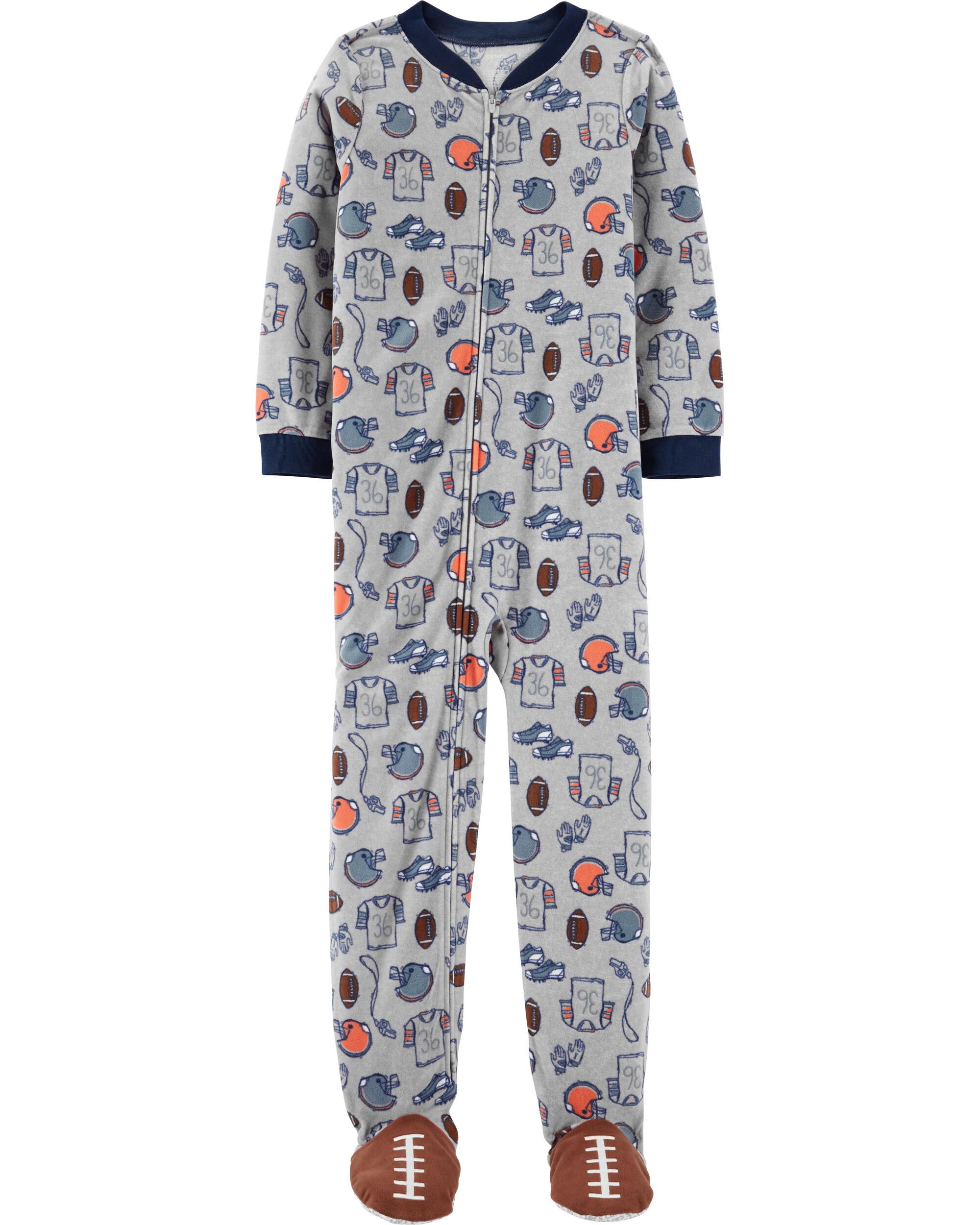 1-Piece Sports Fleece Footed PJs 