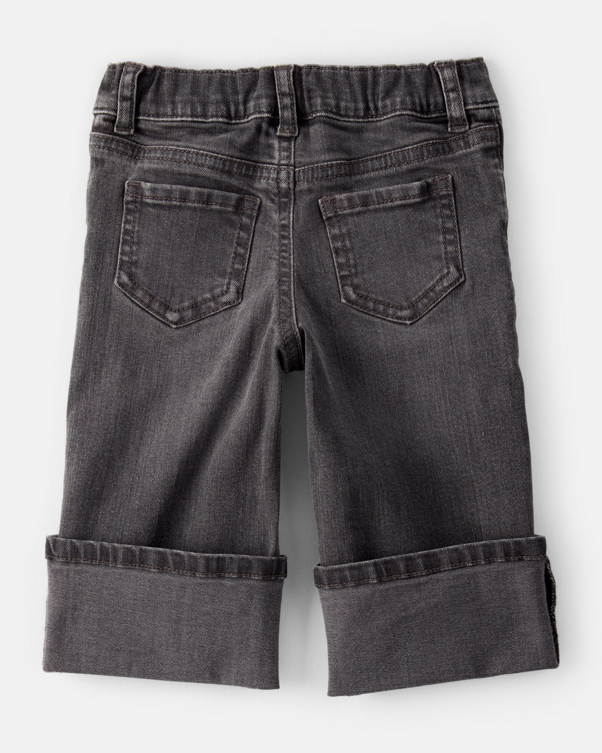 Baby Girl Denim Wide-Leg Cuff Jeans - Grey
