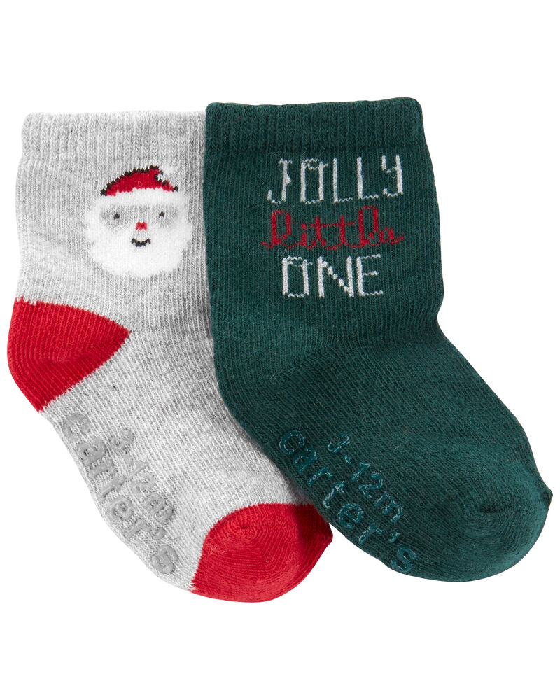 Heather/Green Baby 2-Pack Christmas Socks | carters.com