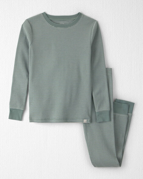 Kids 2-Piece Organic Cotton Ribbed Pajamas in Stripes