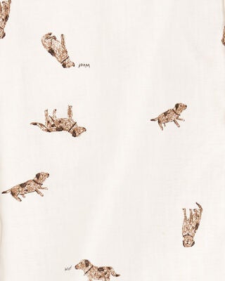 Product image 2 of Toddler 2-Piece Dog Button-Down Shirt Outfit Set - White/Brown