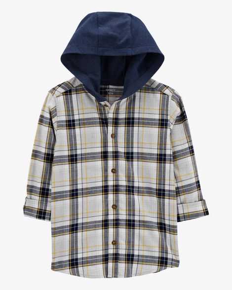  Product image 1 of Kid Plaid Hooded Button-Down Shirt