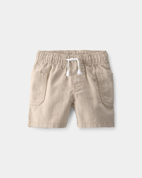 Baby Boy Twill Drawstring Shorts - Khaki