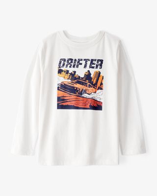 Product image 1 of Kid Drifter Car Long-Sleeve Graphic Tee - White