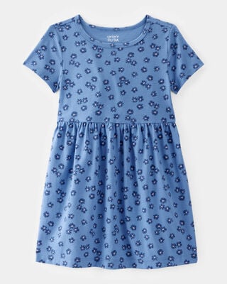 Product image 1 of Toddler Girl Flower Power Short-Sleeve Knit Dress - Blue
