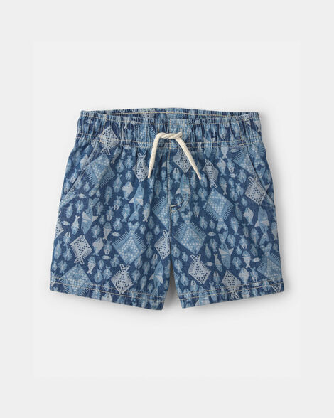 Toddler Boy Fish Denim Chambray Shorts