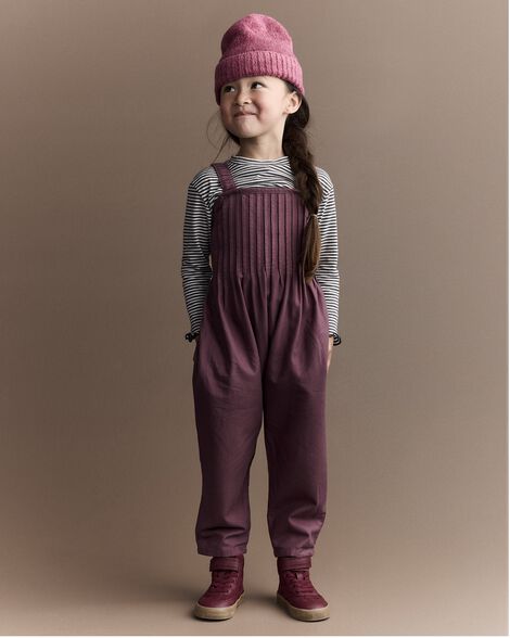 Toddler Girl Pleated Overalls - Purple