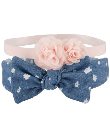 Baby 2-Pack Floral & Bow Detail Headwraps