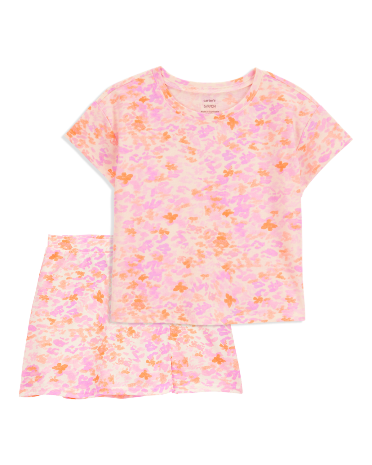 Kid 2-Piece Floral Short-Sleeve Tee & Golf Skort Set - Pink