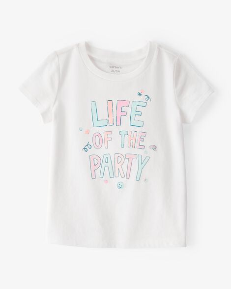 Product image 1 of Toddler Girl Life Of The Party Short-Sleeve Graphic Tee - White