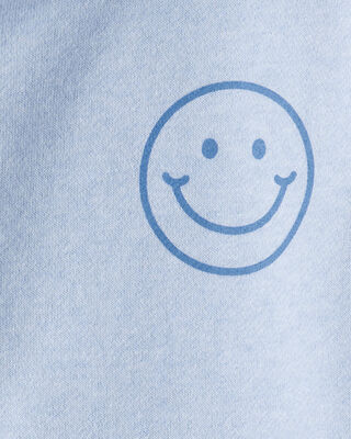 Product image 2 of Girls Smiley Face Print Quarter-Zip Pullover Sweatshirt - Blue
