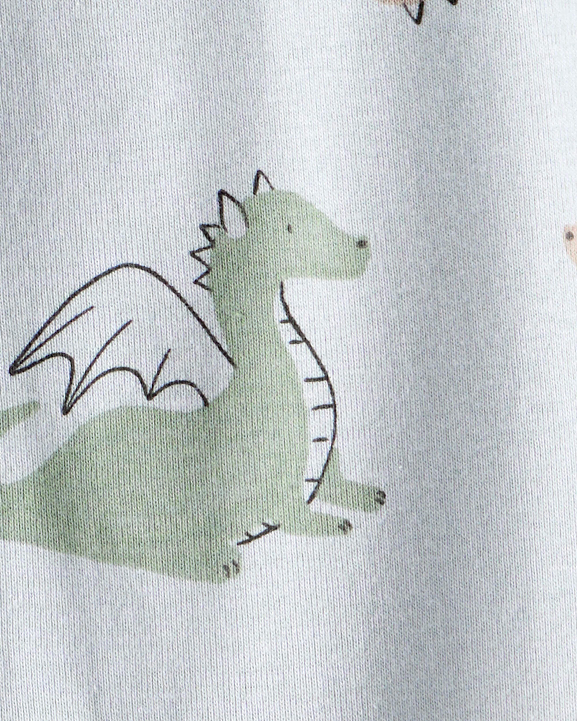 Baby Boy Dragon 100% Cotton Long-Sleeve 2-Way Zip 1-Piece Pajamas