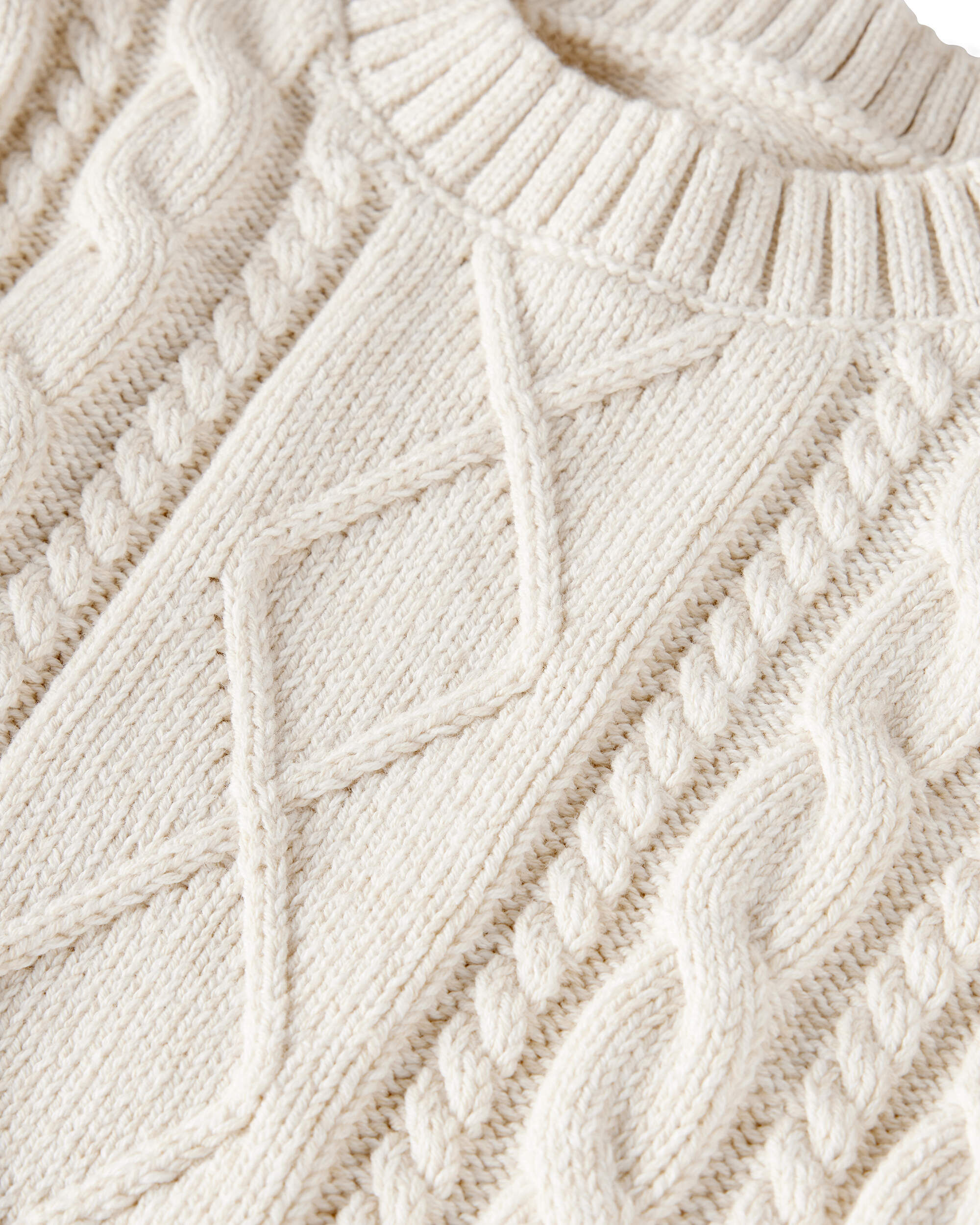 ★EMS★ CABLE COTTON KNIT BAGWHITE Toddler Organic Cotton Cable Knit Sweater - Little Planet