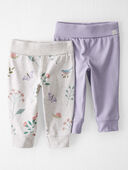 Botanical Butterfly Print, Lilac - Baby 2-Pack Organic Cotton Joggers, Selected