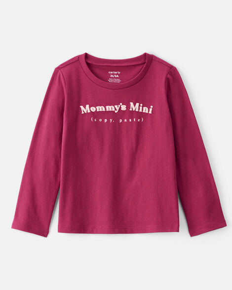 toddler girl mommy's mini long-sleeve graphic tee - burgundy