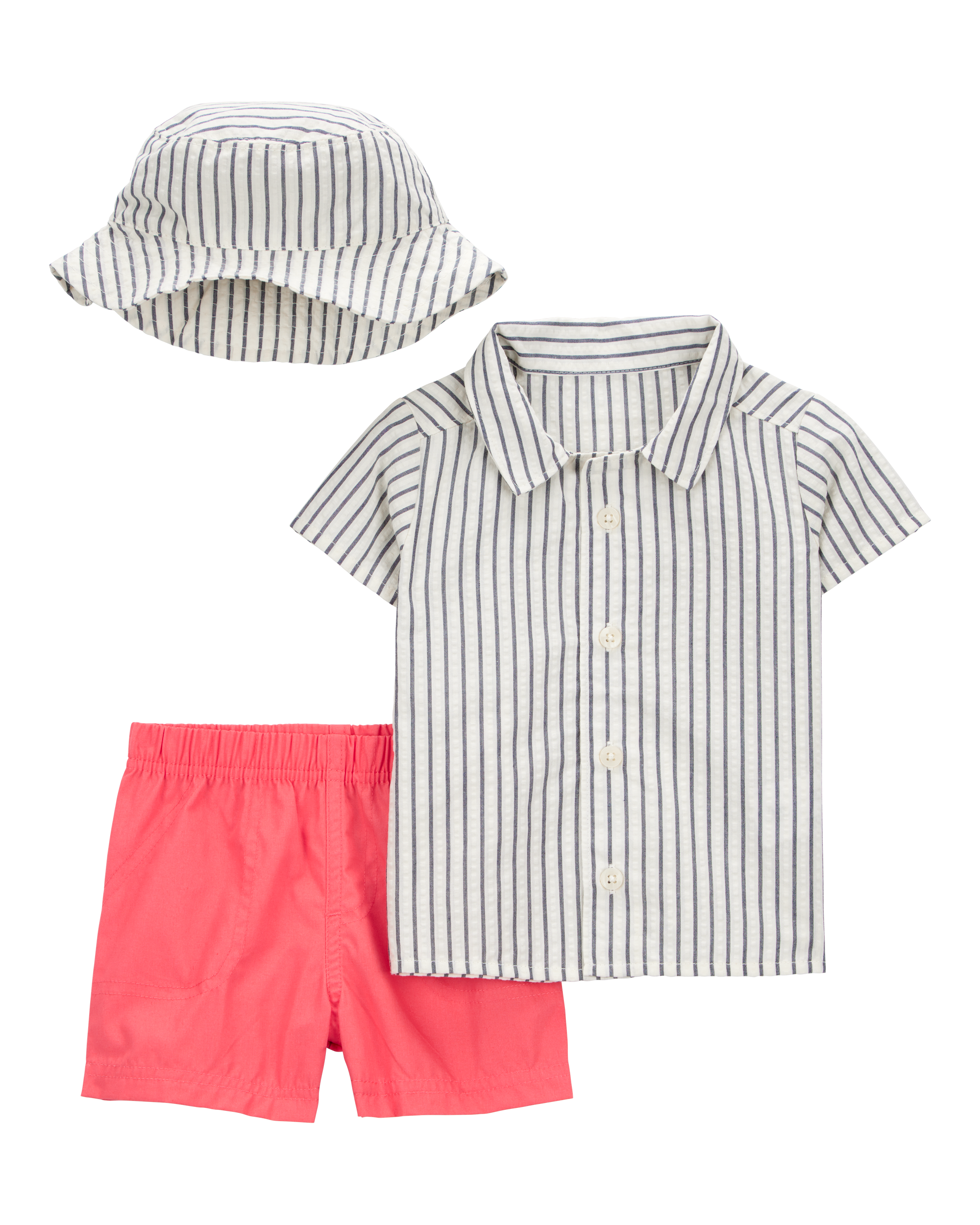 Baby 3-Piece Button-Down Shirt & Short Set