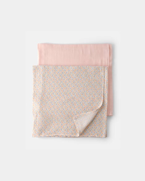 baby girl 2-pack floral blankets - pink