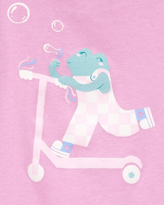 Product image 2 of Toddler Scooter Frog Short-Sleeve Graphic Tee - Pink