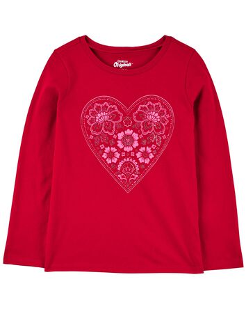 Kid Floral Heart Graphic Tee