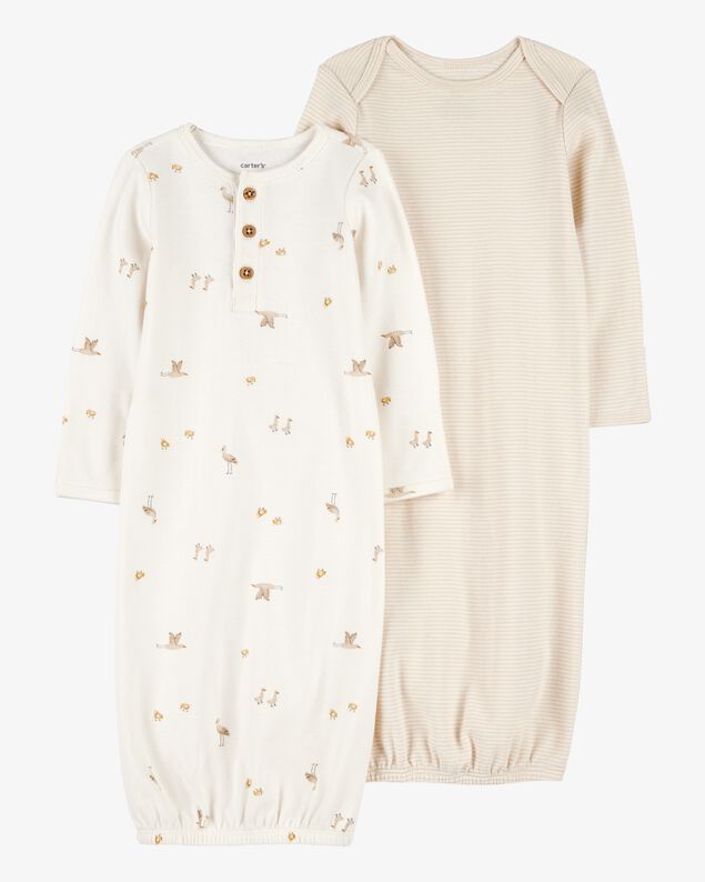 Product image 1 of Baby 2-Pack Sleeper Gowns - Ivory/Tan