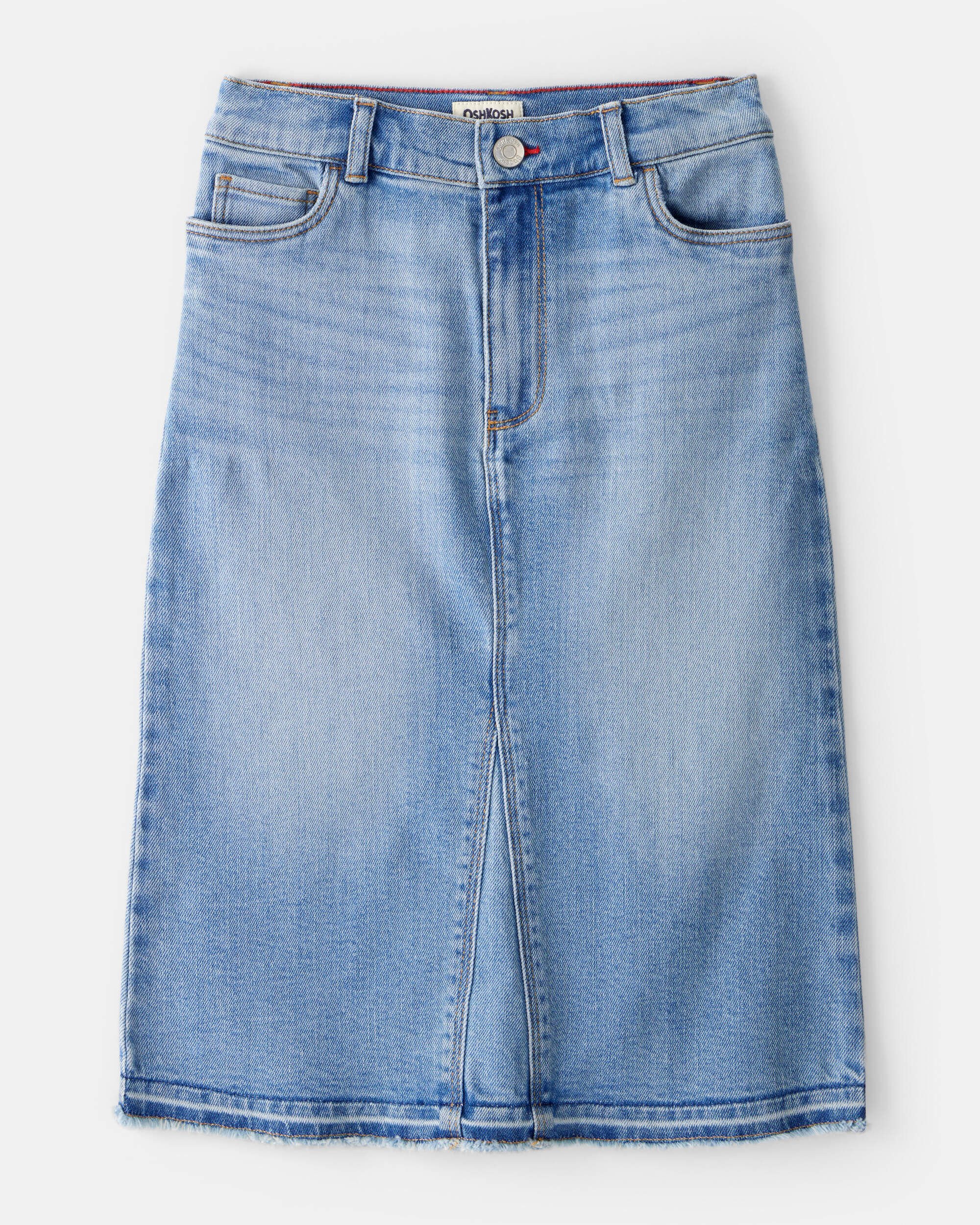 Girls Denim Midi Skirt - Blue