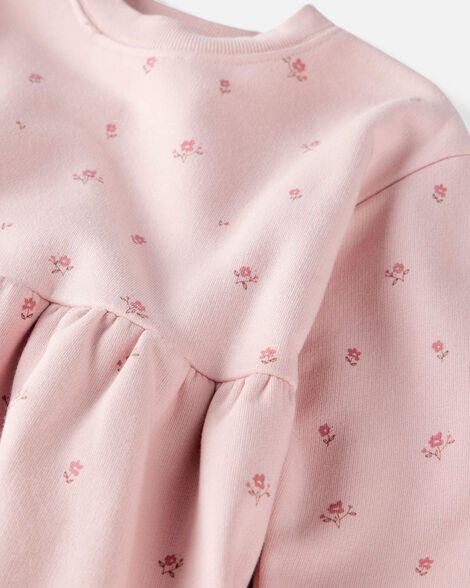 Product image 3 of Girls French Terry Dress Made with Organic Cotton in Blush Petals Print