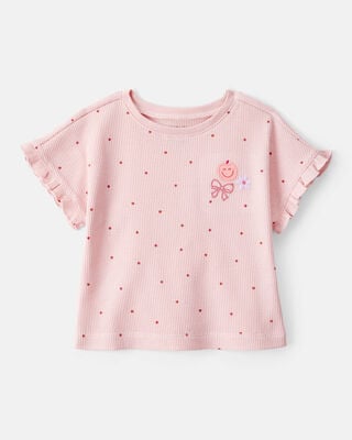 Product image 1 of Baby Girl Polka Dot Short-Sleeve Top - Pink