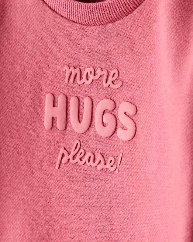 Product image 2 of Baby Girl DayDream Fleece More Hugs Please Long-Sleeve Pullover Sweatshirt - Pink