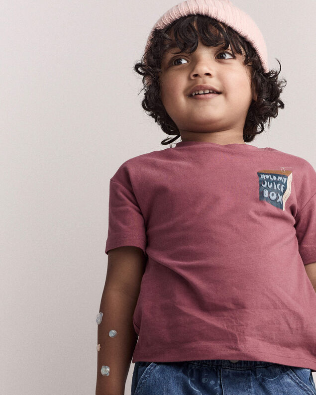 Product image 1 of Toddler 'Hold My Juice Box' Short-Sleeve Relaxed Graphic Tee - Burgundy
