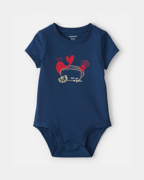 baby lobster graphic bodysuit - blue
