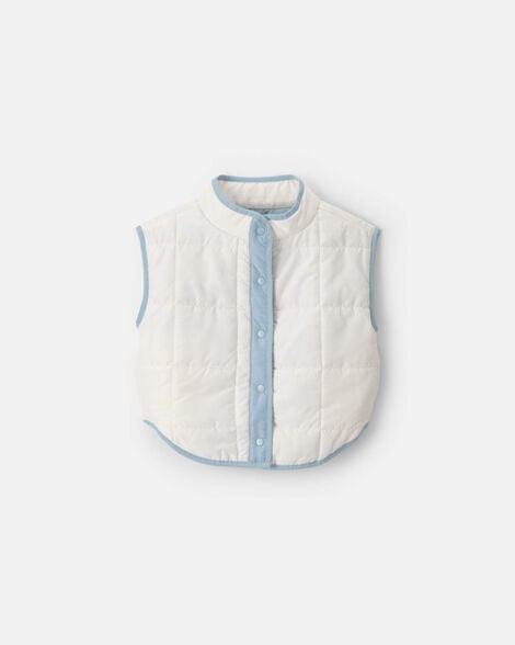 girls puffer vest - white/blue