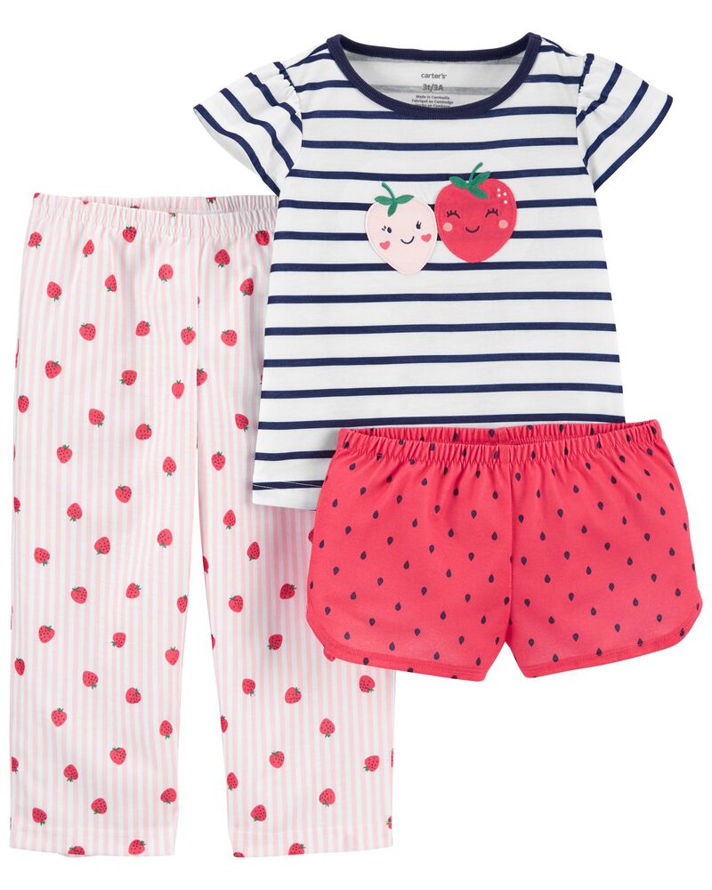 Toddler Red/White 3-Piece Strawberry Loose Fit PJs | carters.com