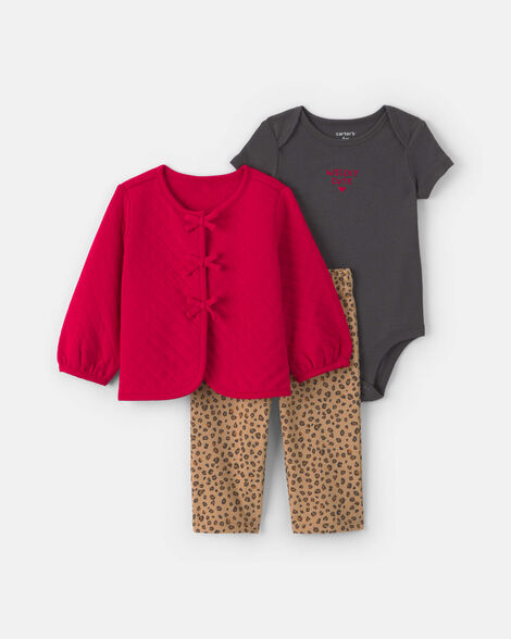 baby girl 3-piece leopard french terry layering set