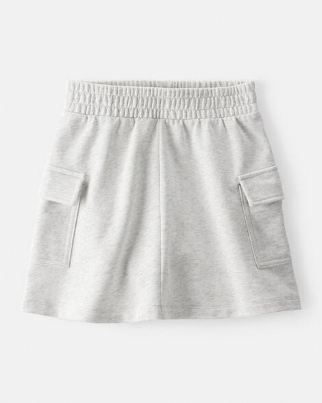 Girls French Terry Cargo Skort - Grey