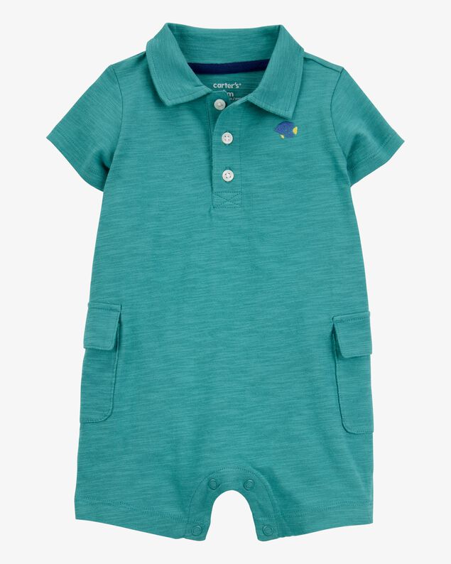 Product image 1 of Baby Polo Cotton Romper -Green