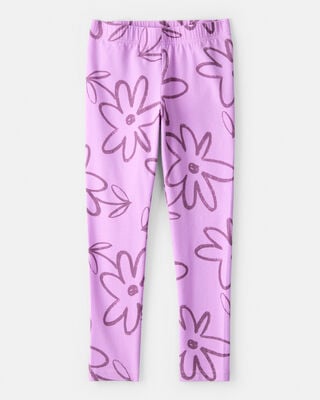 Girls Cotton Halloween Ghost Stretch Leggings - Black