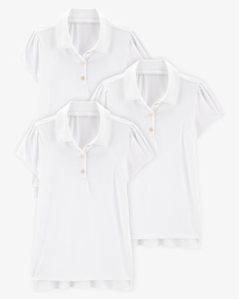 Product image 1 of Kid 3-Pack Active Uniform Polo Shirts in Moisture Wicking BeCool™ Fabric - White