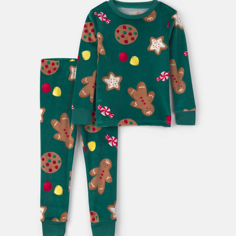 Toddler 2-Piece Christmas Gingerbread DreamPlush Snug Fit Pajama Set - Green