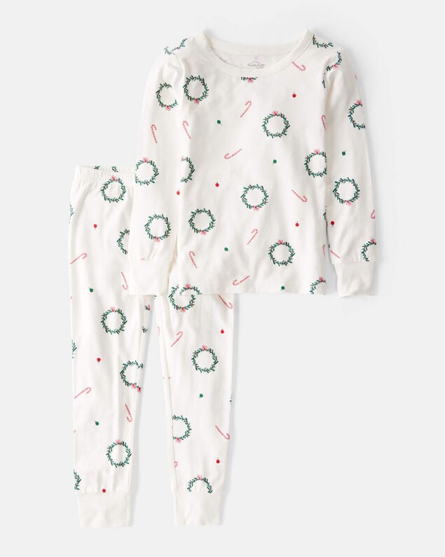 Product image 1 of Toddler Wreath PurelySoft Snug Fit 2-Piece Pajamas - White