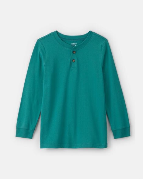 boys long-sleeve henley t-shirt - teal