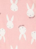 Pink - Baby Bunny Print Easter Snug Fit Cotton 2-Piece Pajamas - Pink, Selected