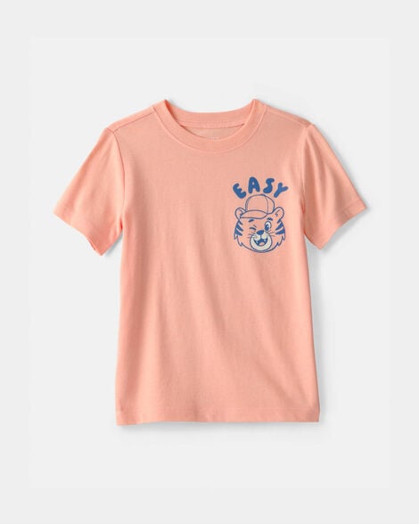 toddler tiger graphic tee - coral
