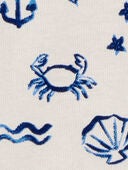 White - Baby Sea Print Snap-Up Cotton Romper, Selected