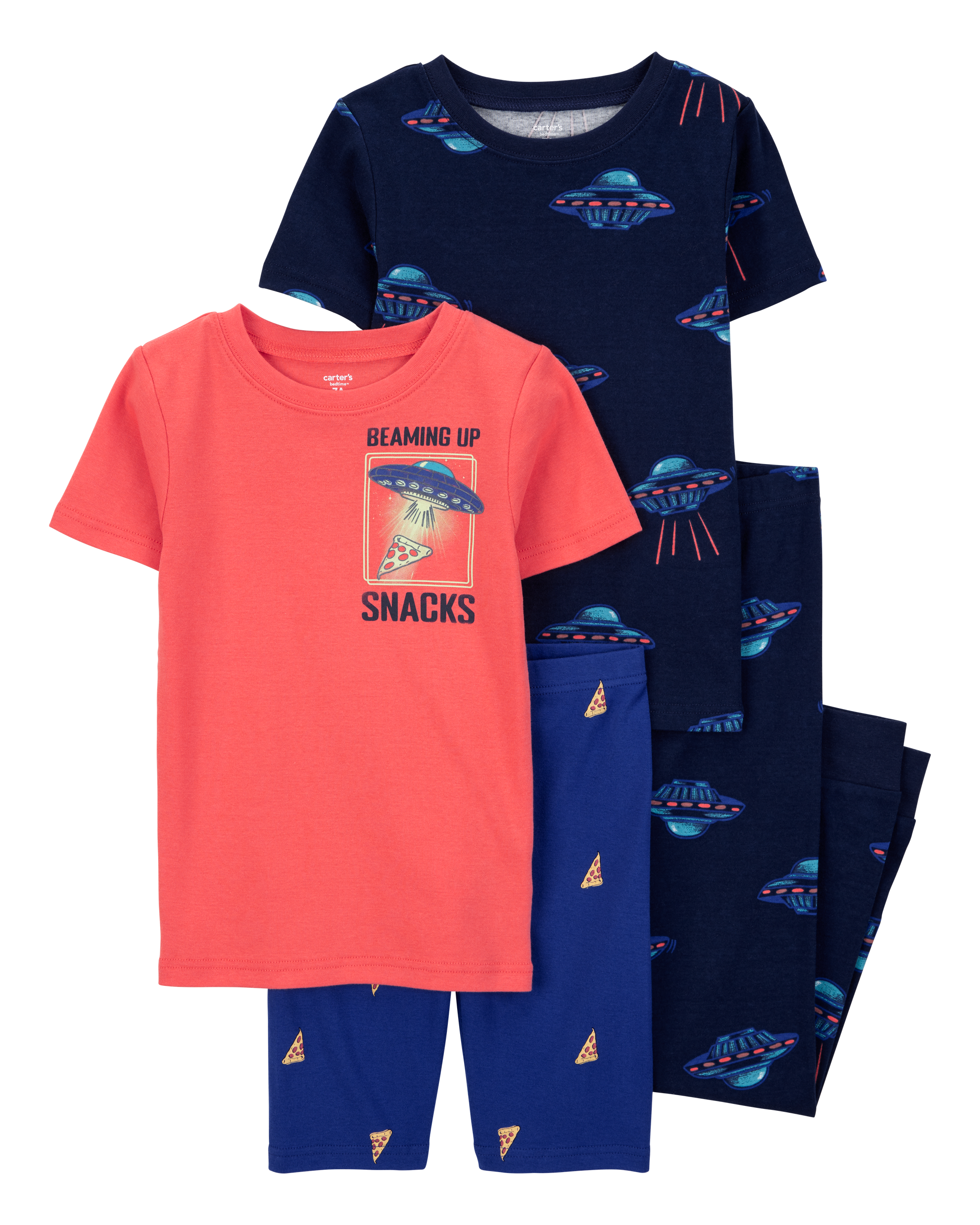 Boys 4-Piece Space 100% Snug Fit Cotton Pajamas - Red/Navy