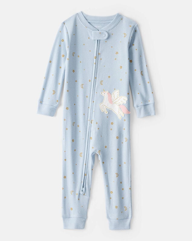 Baby Girl Peppermint Print DreamPlush Long-Sleeve Snug Fit 1-Piece Pajamas - Pink