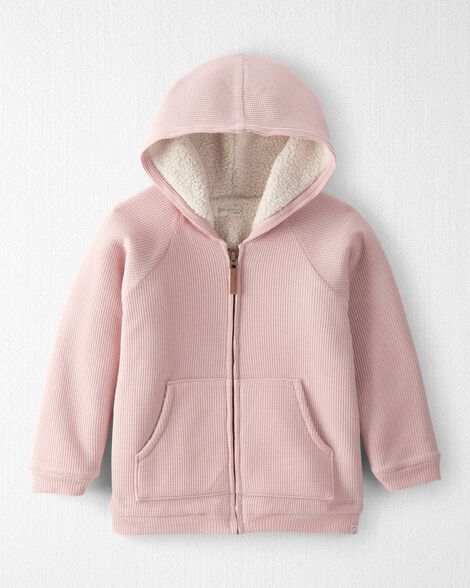 Girls Recycled Sherpa Waffle Knit Hooded Jacket