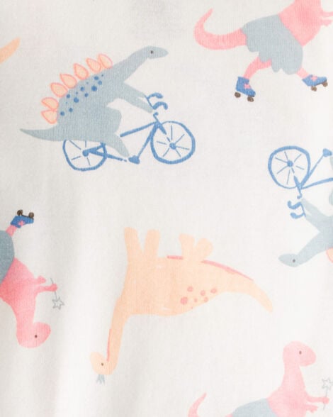 Toddler Girl Hedgehog Print Cotton Long-Sleeve 4-Piece Pajamas - Pink/Orange