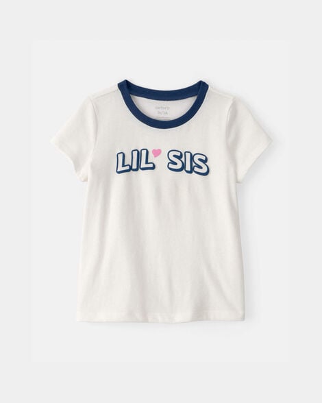 toddler girl 'lil sis' graphic tee - ivory