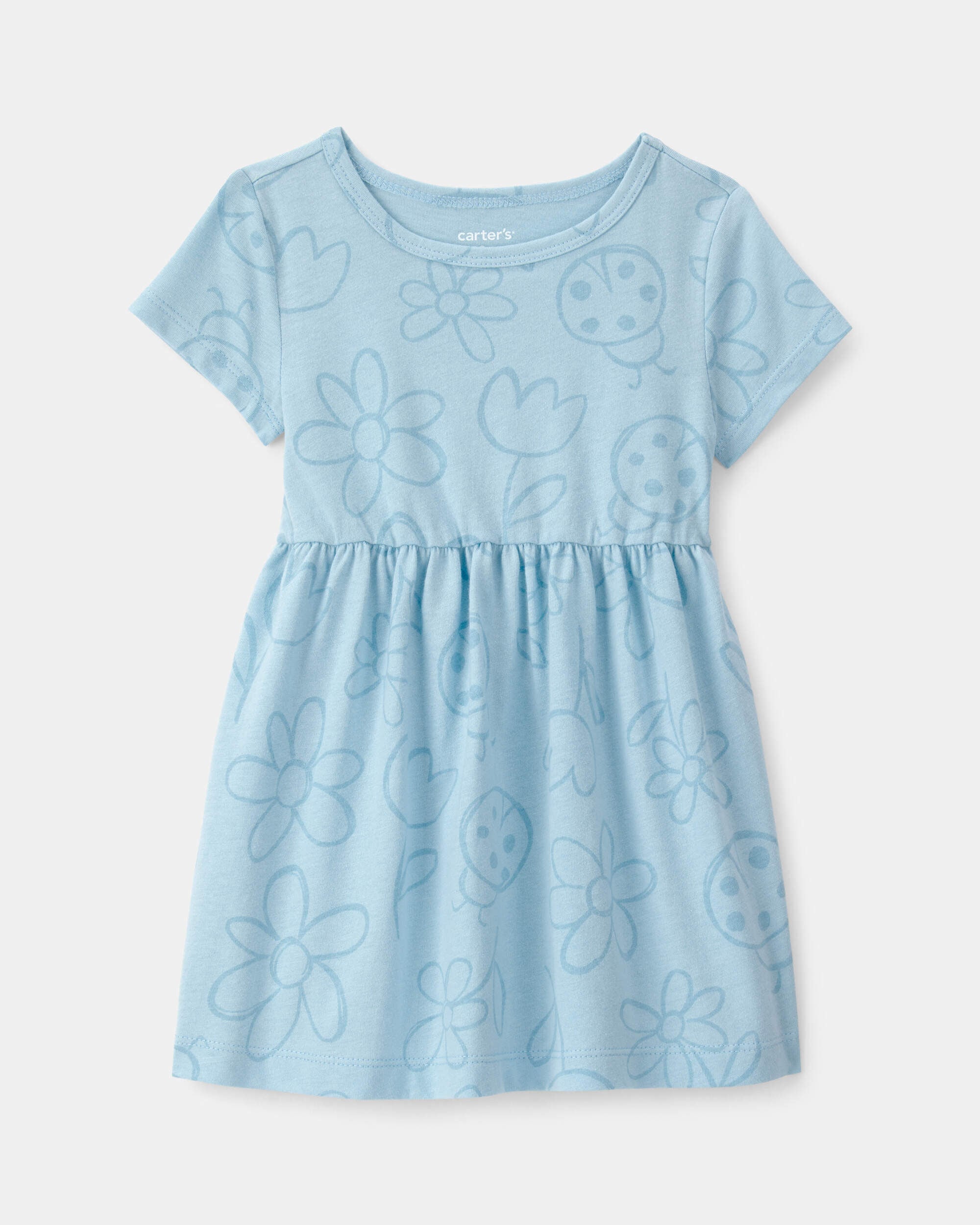 Carters baby girl floral ladybug short-sleeve dress 12M Blue $7