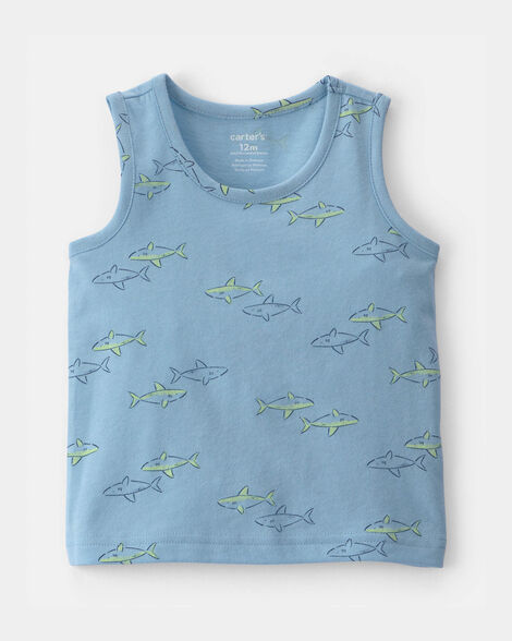 baby boy shark tank top - blue